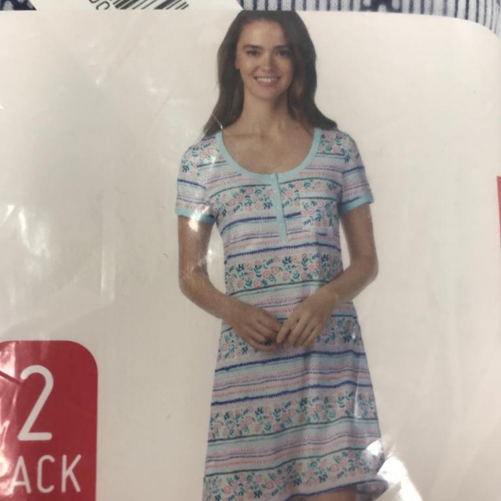 Jane and Bleecker Womens Henley Sleepshirts 2 Pack - Picture 7 of 8